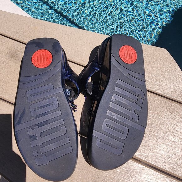 Fitflop NAVY Cha Cha Wedge Sandals, Size 8 - Picture 3 of 3